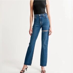 Abercrombie & Fitch Women's Straight Leg Blue Jeans